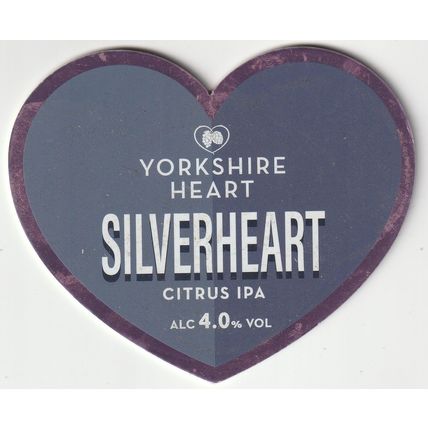 UNUSED PUMP CLIP FRONT - YORKSHIRE HEART BREWERY - SILVERHEART CITRUS IPA