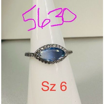 Ring Bomb Party Sz6 RBP Bicolor Lt/Dark Blue Marquise Gem Rhodium Pl