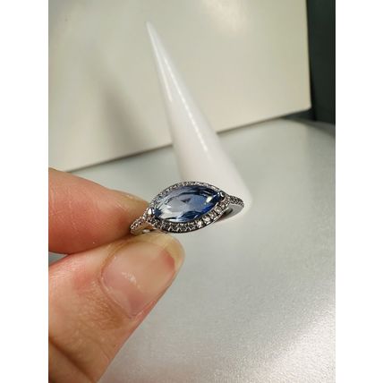 Ring Bomb Party Sz6 RBP Bicolor Lt/Dark Blue Marquise Gem Rhodium Pl