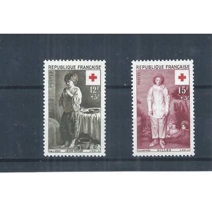 France stamps. 1956 Red Cross Fund lightly MH SG 1314 & 1315 (AP577)