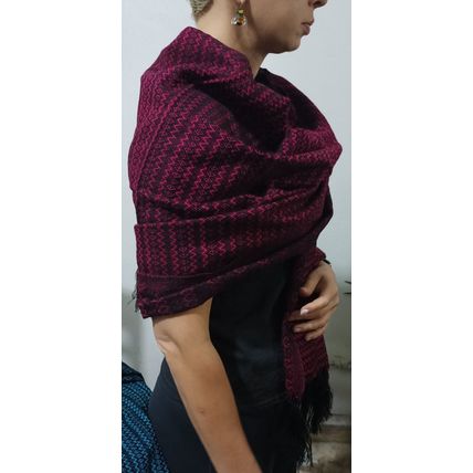 Elegant-Ultra-Soft-Lightweight **BLACK-PINK** Traditional Rebozo Shawl Mexico