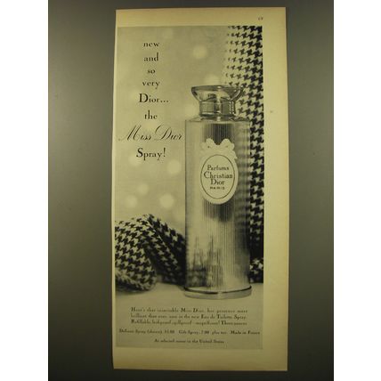 1961 Christian Dior Miss Dior Spray Perfume Advertisement - New and so very Dior