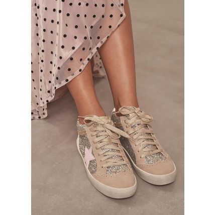 Mi.Im Daisy Rubber Sole Lace-Up Glitter Suede Mid Star Sneakers