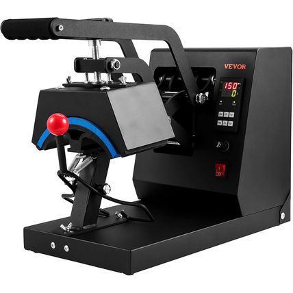 VEVOR 4-In-1 Heat Press Machine for Hats with 6X3Inches Curved Teflon-Coated Hea