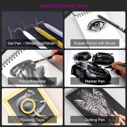 HIFORNY 126 PCS Drawing Kit Sketching Pencil Set,Sketch Pencils Art Supplies wit