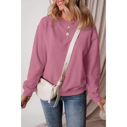 Meadow Mauve Solid Fleece Lined Drop Shoulder Terry Sweatshirt