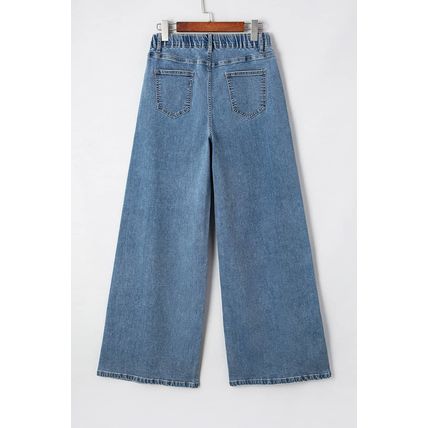 Dusk Blue Medium Wash Super Wide Leg Denim Pants