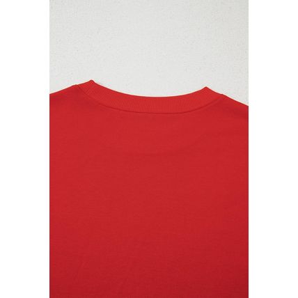 Fiery Red Varsity Striped Detail Drop Shoulder Oversized Sweatshirt