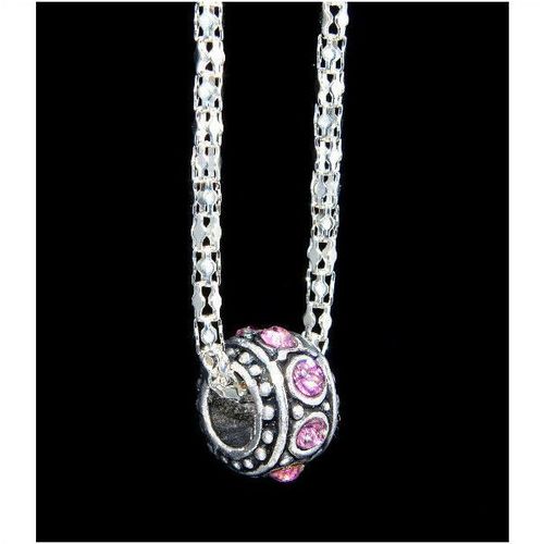 Fine Pink Crystal Silver Tone Charm Pendant Necklace Chain Jewellery 1606