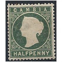Gambia 1886 SG21 1/2d Myrtle Green Wmk Crown CA Mounted Mint ..