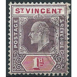 St Vincent 1904 SG86 1d Dull Purple & Carmine Very Fine Used .. ..