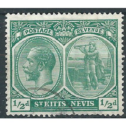 St Kitts-Nevis 1921 SG37 1/2d Blue-Green Fine Used....