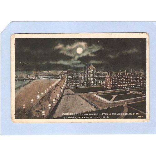 NJ Atlantic City Marlborough Blenheim Hotel & Million Dollar Pier By Night~107