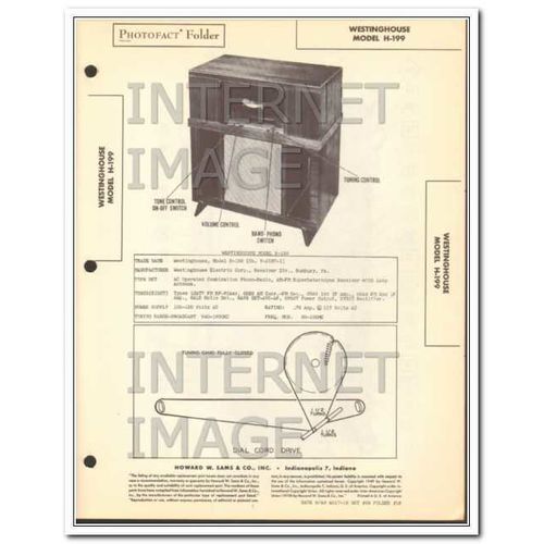 WESTINGHOUSE models H-199 AM FM radio phono Sams Photofact Manual