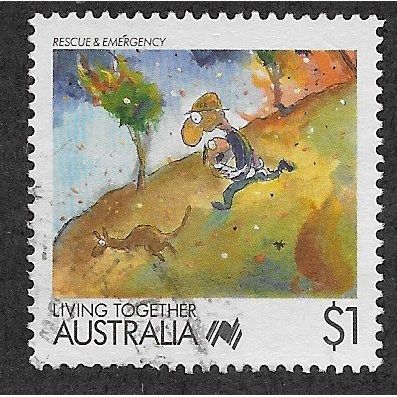 AUS 1988 $1.00 'LIVING TOGETHER - RESCUE AND EMERGENCY' FINE USED (EBID67-237)