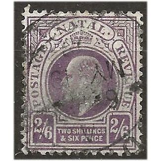 Natal 1902 SG138 2/6d Purple Wmk Crown CA Good+ Used . .. .