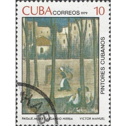 CUBA, FINE ART, Herb seller, Victor Manuel, brown 1979, 10c