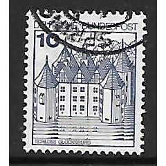 GERMANY 1977 GERMAN CASTLES 10pf BLUE GLUCKSBURGH SG1805 FINE USED#