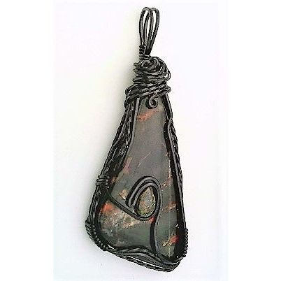 Pilbara Jasper Opal Black Copper Wire Wrap Gemstone Pendant 7