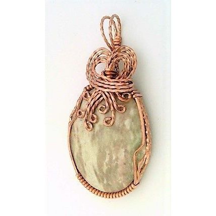 Lizard Stone Marble Copper Wire Wrap Gemstone Pendant 35