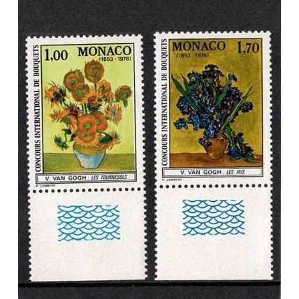 MONACO 1979 MONTE CARLO FLOWER SHOW VINCENT VAN GOGH SET OF 2 MINT NEVER HINGED