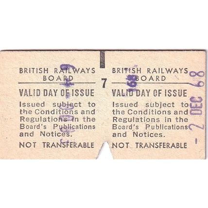 NORWOOD - CARSHALTON MITCHAM REEDHAM 1968 British Railways Board Ticket BRB 0642