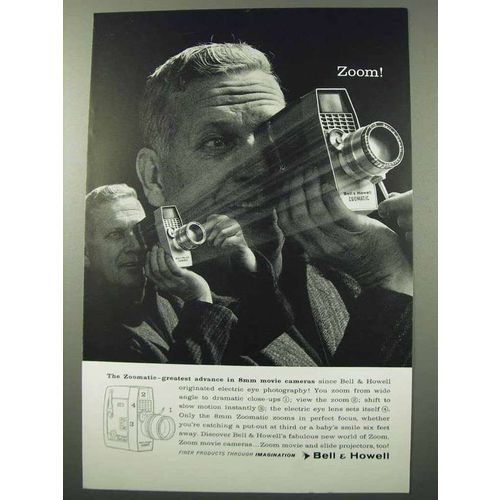 1960 Bell & Howell Zoomatic 8mm Movie Camera Ad