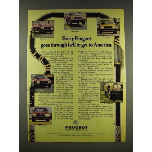 1976 Peugeot 504 Car Ad - Goes Through Hell