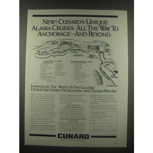 1985 Cunard Cruise Ad - Unique Alaska Cruises
