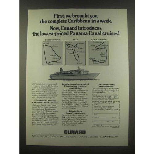 1985 Cunard Cruise Ad - Complete Caribbean in a Week