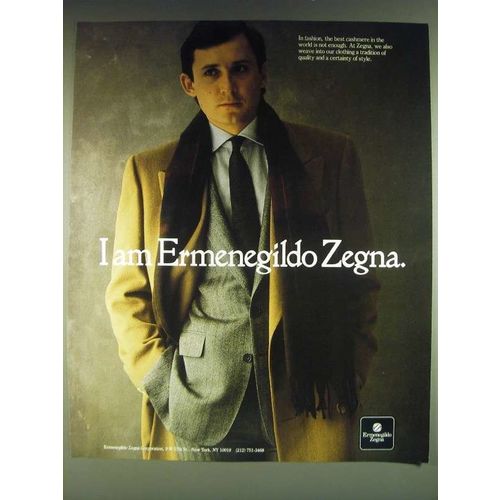 1985 Ermenegildo Zegna Fashion Ad - I am Ermenegildo Zegna