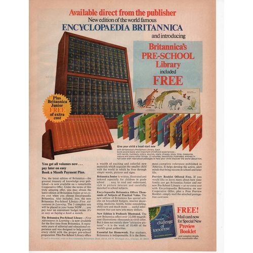 Encyclopedia Brittanica vintage Full Page Print Ad April 1971