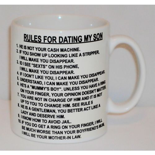 Rules For Dating My Son Mug Can Personalise Funny MumMummy Mother's Day Gift