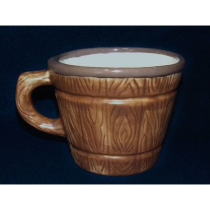 Wooden look brown 3 ¼” coffee cup ceramic nice condition