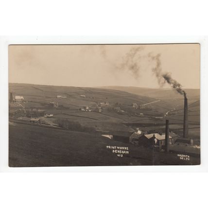 Print Works Denshaw Vale Postcard Near Oldham RP Lancashire