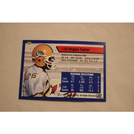 Reggie Taylor 1991 AW Sport All-World CFL NO. 45