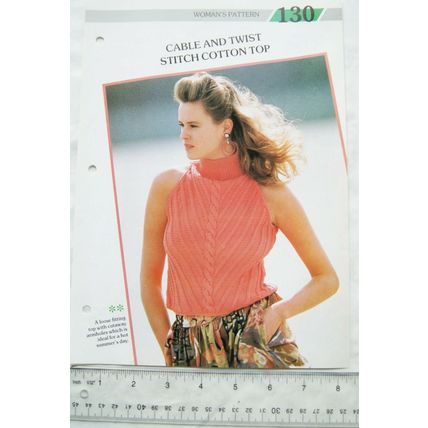 Woman's pattern 130 cable & twist stitch cotton top