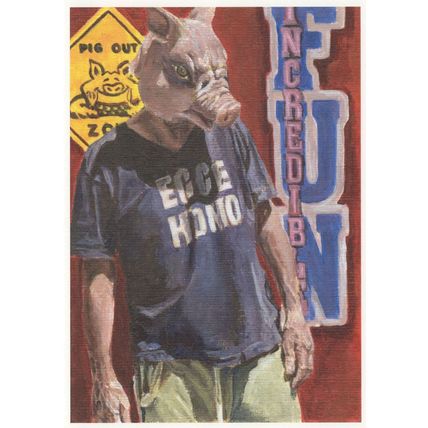 Mark Finch Ecce Homo Pig Face Football Hooligan Painting Postcard