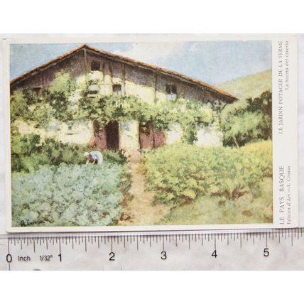 vintage postcard Le Pays Basque, Le Jardin Potager De La Ferme
