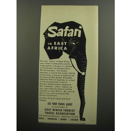 1956 East Africa Tourist Travel Association Ad - Safari in East Africa
