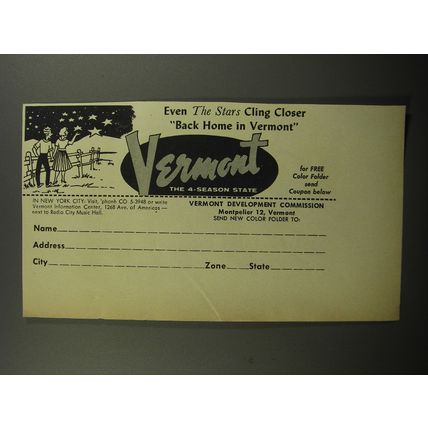 1956 Vermont Development Commission Ad - Even the stars cling closer back home
