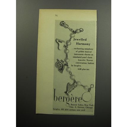 1956 Bergere Jewelry Ad - Jewelled Harmony