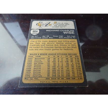 1973 Topps Card # 364 Rick Wise Good (2) St Louis Cardinals