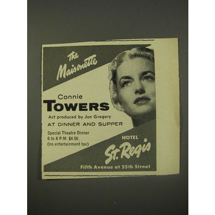 1956 Hotel St. Regis Advertisement - The Maisonette Connie Towers