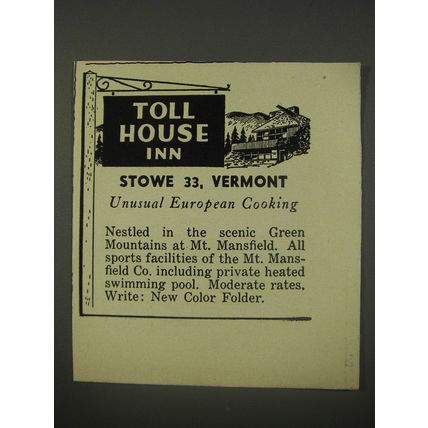 1956 Toll House Inn Ad - Unusual European Cooking