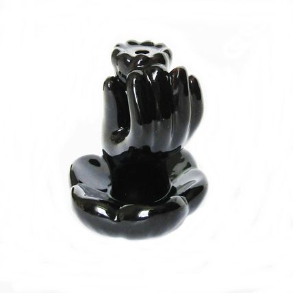 Backflow incense Burner Lotus Hand Black Ceramic Waterfall EffectCL13