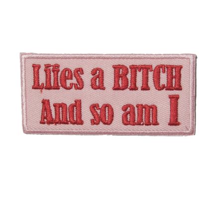 Lifes a Bitch Iron On Patch Pink Motif sew Patches Badge 3.7cm x 7.8cm P130