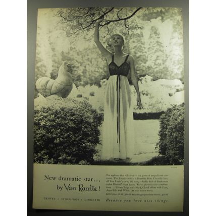 1957 Van Raalte Gown Ad - New dramatic star.. by Van Raalte