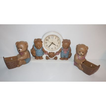 VTG Nursery Wall Decor Clock Plaques 1987 Baby Room Home Interiors 3 Bears MCM