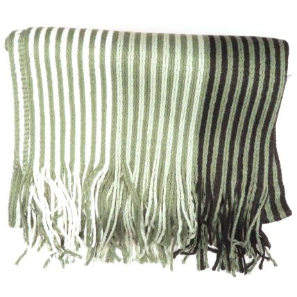 Mens Tradional Scarf Striped Shades of Grey Fringed Super Soft Boxed
